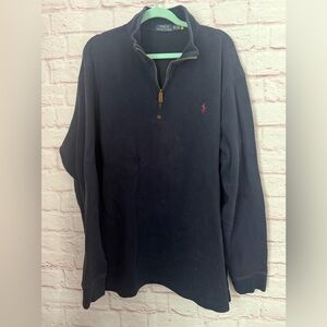 Heavy Weight 1/4 Zip POLO Sweater Navy 2XLT